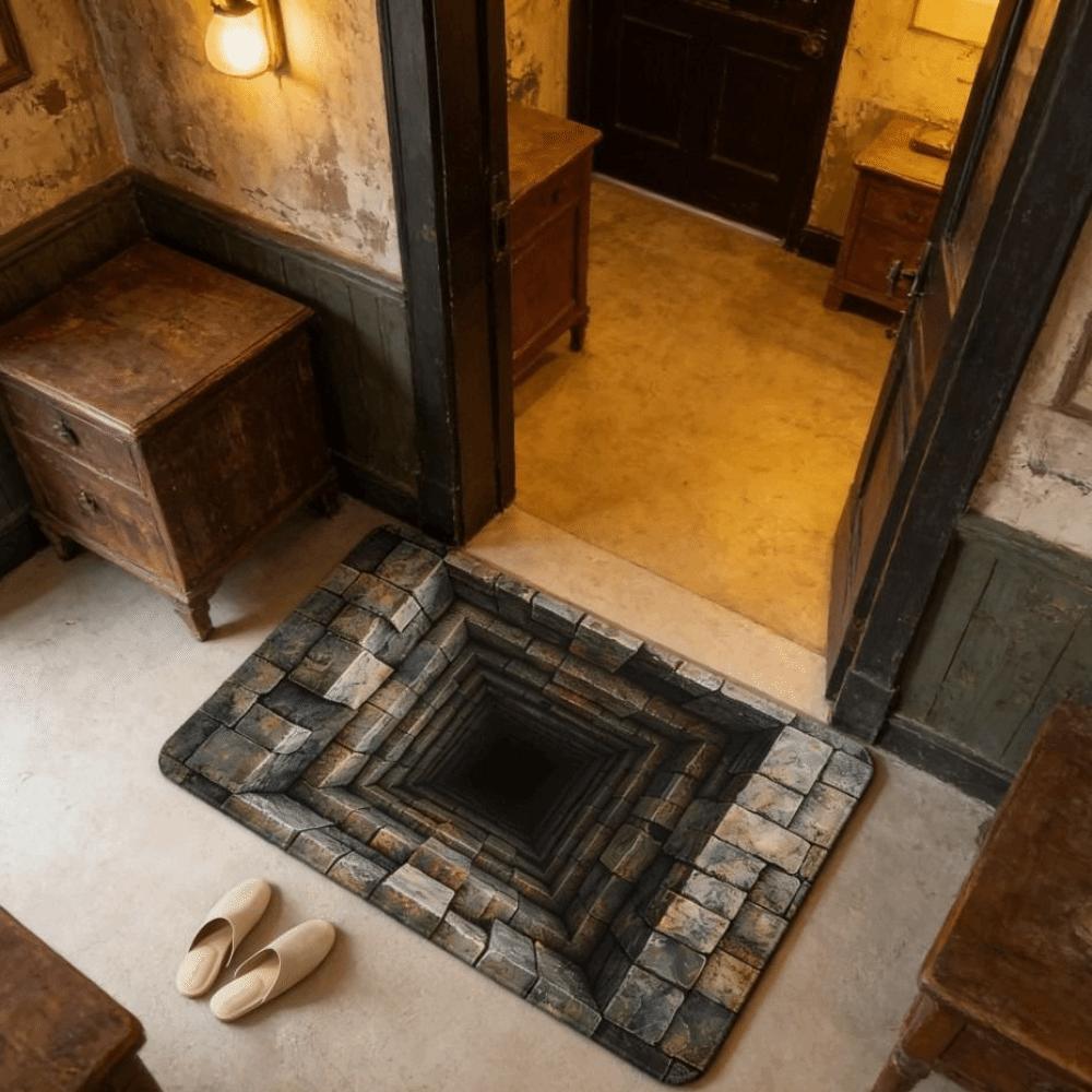 3D Flat Optical Illusion Doormat Non-slip Bedroom Door Rug Creativity Bathroom Carpet  Home Decor