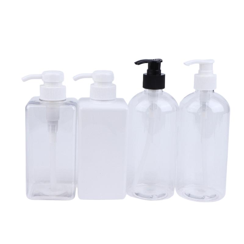500Ml Refillable Pump Bottles Clear White Plastic Liquid Dispensing Bottle For Lotion Shampoo Soap Body Wash Travel Use