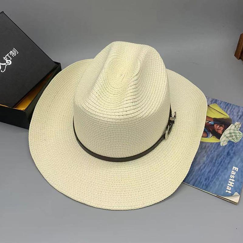 Spring And Summer Men'S Sunscreen Cowboy Hats, Holiday Style Straw Hats, Foldable Straw Hats For Children