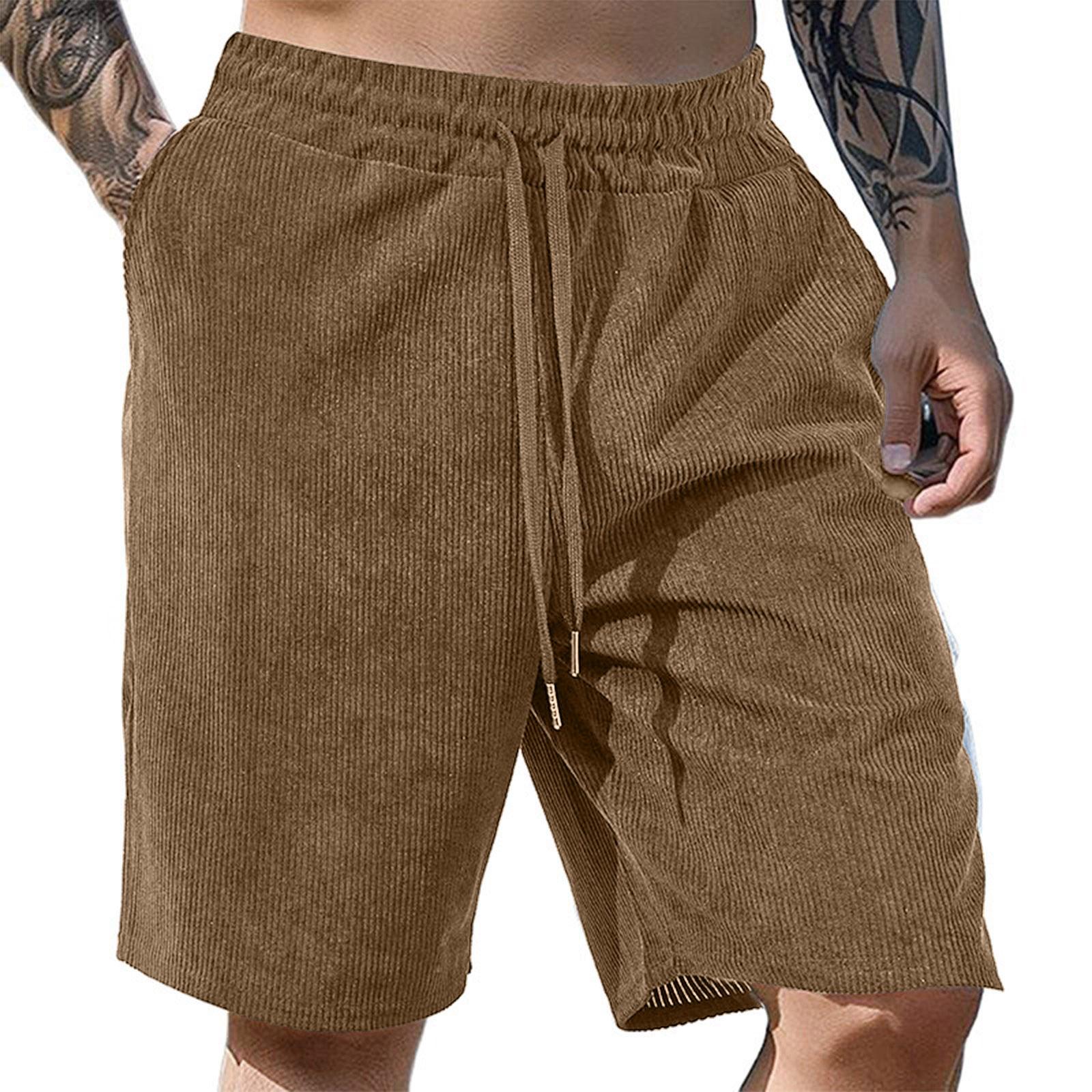 

Men s Casual Corduroy Shorts with Elastic Waistband, Comfortable and Stylish Design YJX250528008, Perfect for Everyday Wear L кофейный