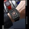 Men's Sports Chronograph Wrist Watch For Men Army Silicone Strap Square Quartz Stop Watch