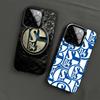Custodia in vetro satinato S-Schalke 04 per iPhone 17 16 15 14 Plus 13 12 11 Pro Max X Xs XR Cover Rigida Argentata