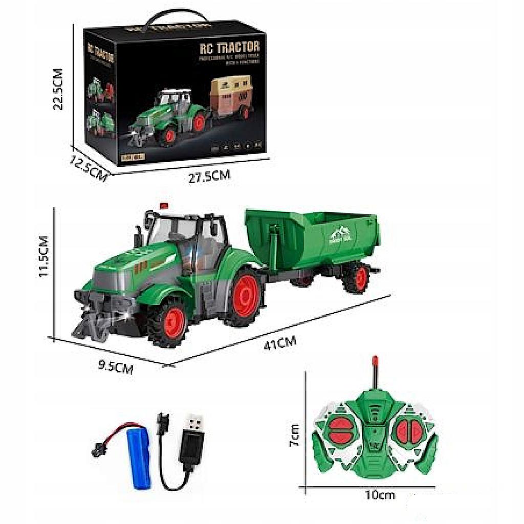 Tractor with trailer, remote controlled, battery charger, animals, Qh205-2D