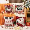New Christmas Linen Pillowcase 45*45cm Set Combination Cushion Snowman Print Cute Pillowcase