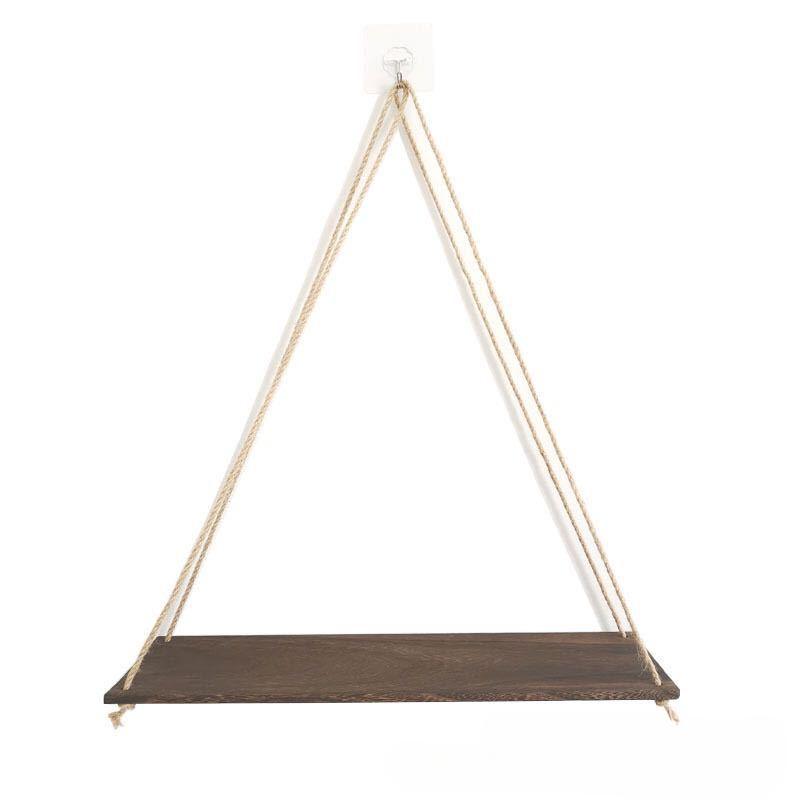 

1PC Hanging twine wall swing planter organizer hanging rope shelf wooden board hanging decorative ornaments коричневий
