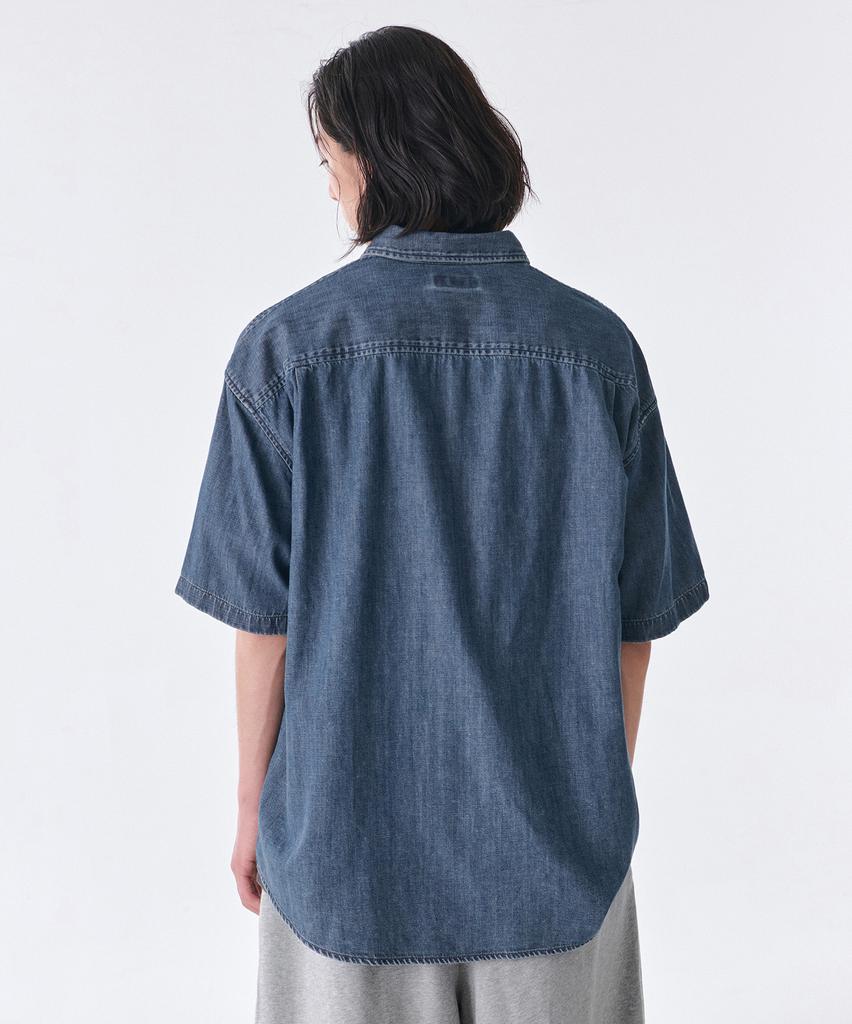 MUSINSA STANDARD Oversized Short Sleeve Denim Shirt [Medium Indigo]