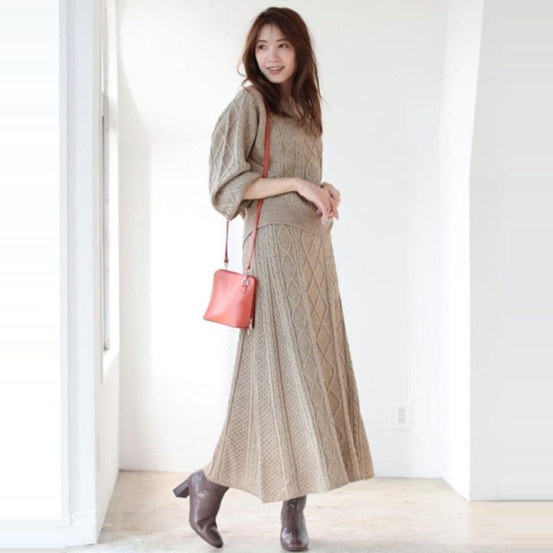 

Осенне-зимний новый свитер, комплект из двух частей L бежевый