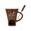 with Fork Chocolate Melting Stove 200ml Ceramic Hot Pot Cup  Christmas Holiday
