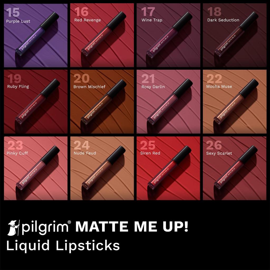 Pilgrim Liquid Matte Lipstick Brown Mischief 3g Transferproof Long-Lasting Hydrating Lip Color for Women