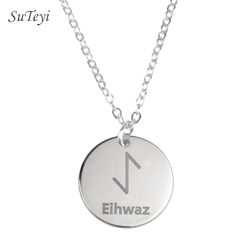 New Style 25 Style Rune Letters Viking Necklaces & Pendants Stainless Steel Material Statement Necklace Women Jewelry