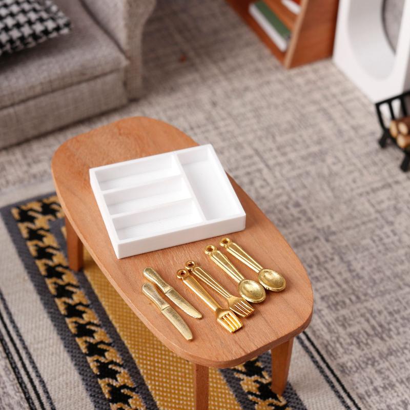 5Pcs 1/12 Dollhouse Tableware Sundries Storage Tray Table Drawer Storage Case Dressing Desk Jewelry Stationery Organizer