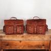 Brown Leather Motorcycle Saddlebags | Set of 2 Side Pouch Bags | Vintage Goat Leather Saddle Bags | Universal Fit for Bikes
