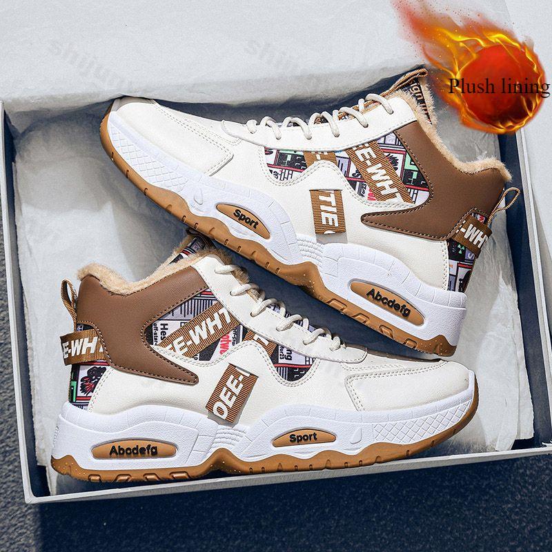 Snow Boots Men Boots High Top 2025 Winter Student Sneakers Plush Lace Up Anti Slip Comfortable Outdoor Cold Proof Cotton Shoes