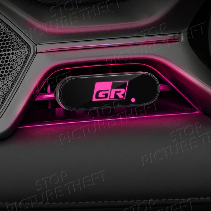 

For Toyota GR Sport Logo Corolla Hilux Yaris Verso Camry Emblem Car Air Outlet Aromatherapy Atmosphere Light LED Air Freshener
