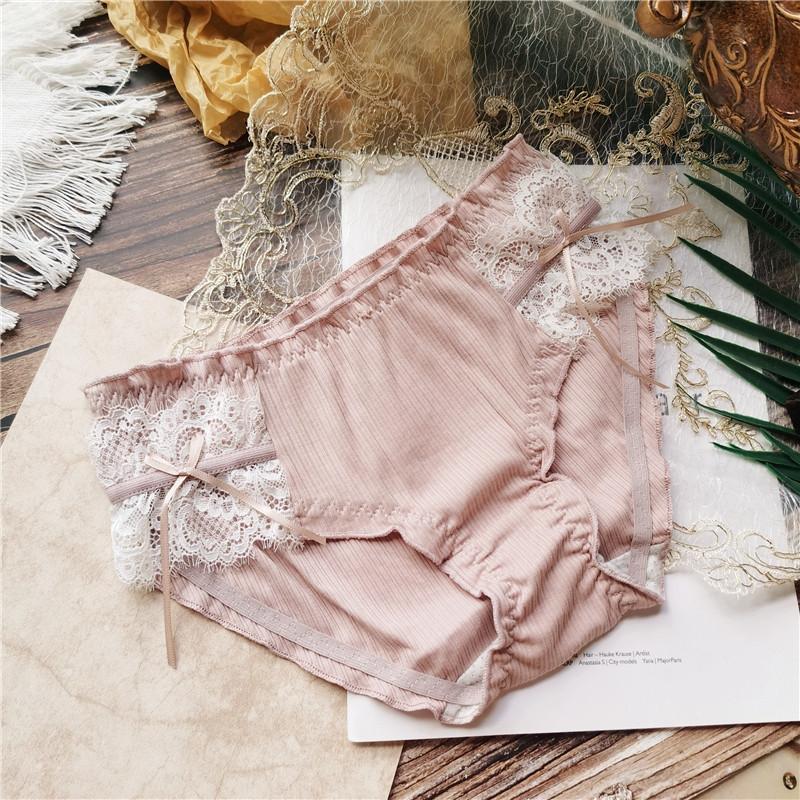 Simpatici Slip Filettati con Bordo in Pizzo Avvolgenti sui Fianchi a Vita Bassa Mutandine da Donna