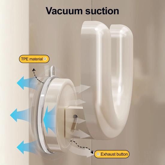 Yousheng 2PCS Shoe Rack U Shape Suction Cup Hook Non-Slip Stable Support No Drilling Slipper Rack for Towels