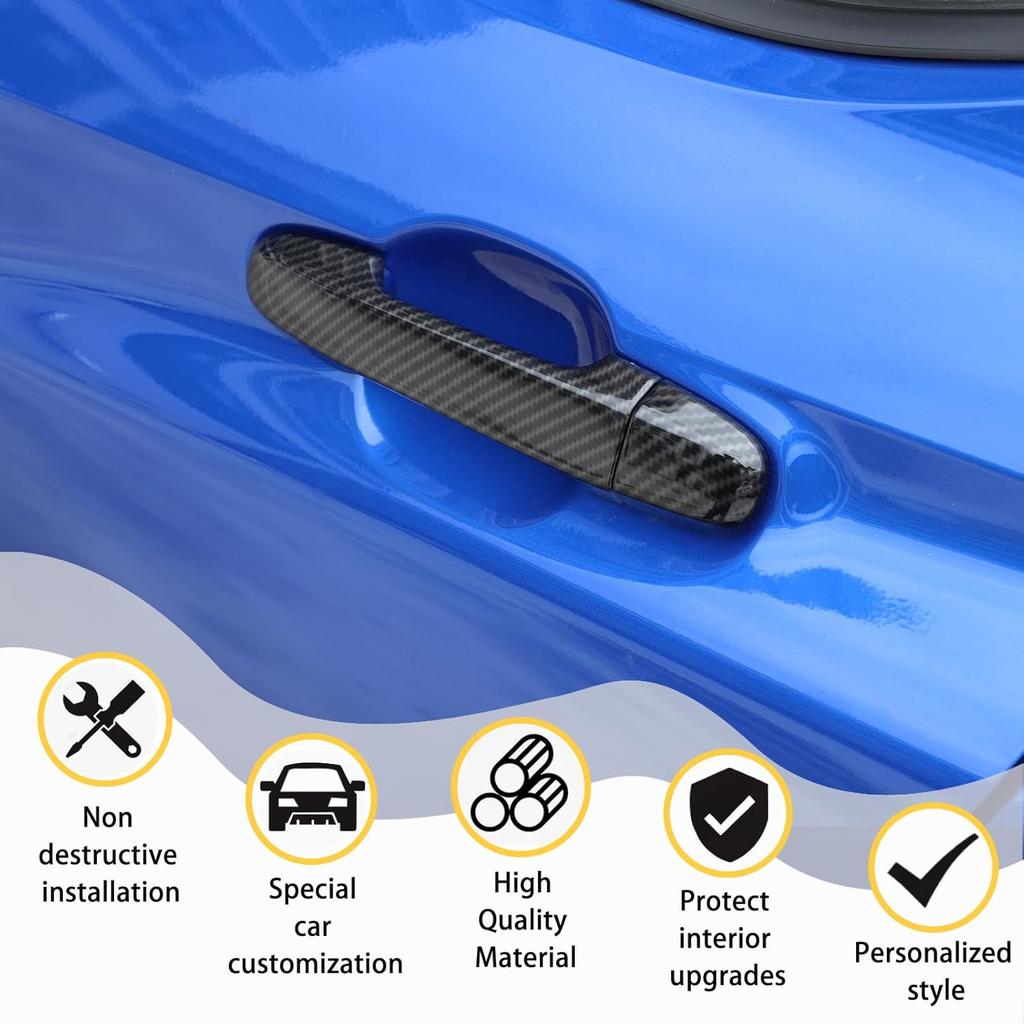 Car Exterior Door Handle Cover Trim Compatible with Subaru WRX 2021-2023, Sedan Side Smart Door Handle Cover Trim, ABS Plastic Carbon Fiber Pattern