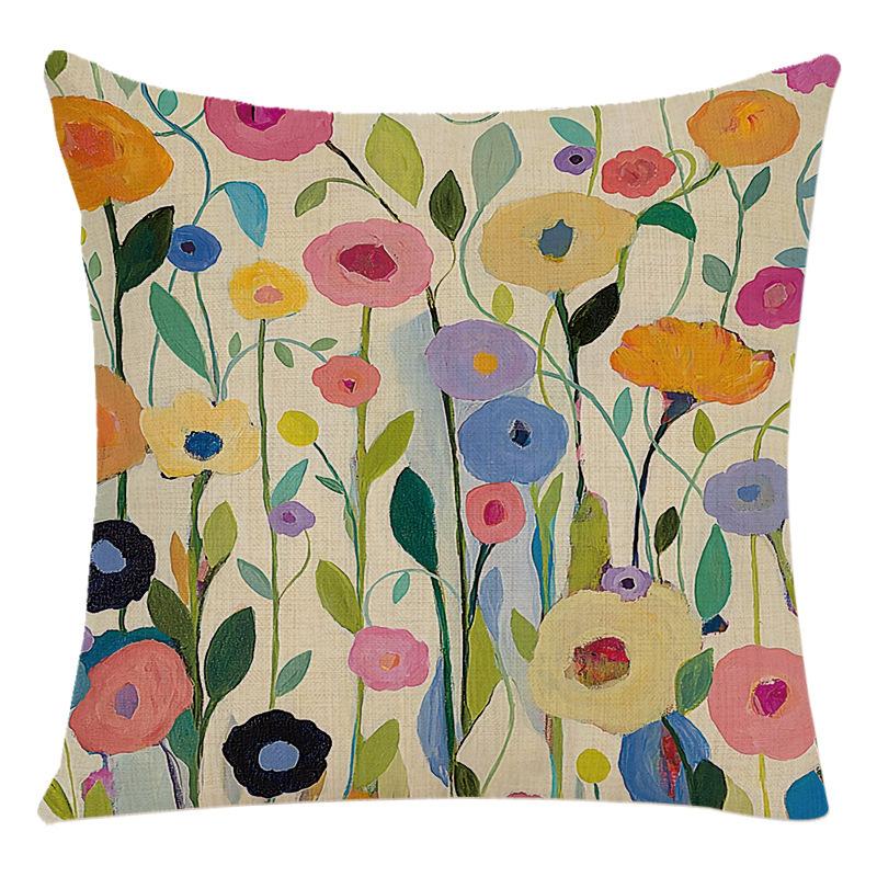 Retro Plant Floral Print Linen Pillow Case Home Living Room Sofa Car Cushion Pillow
