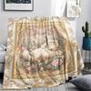 Cat Flower Print Flannel Blanket, High quality Comfortable for All Seasons, Home Decor, Warmth and Comfort, Perfect for Christmas Gifts43