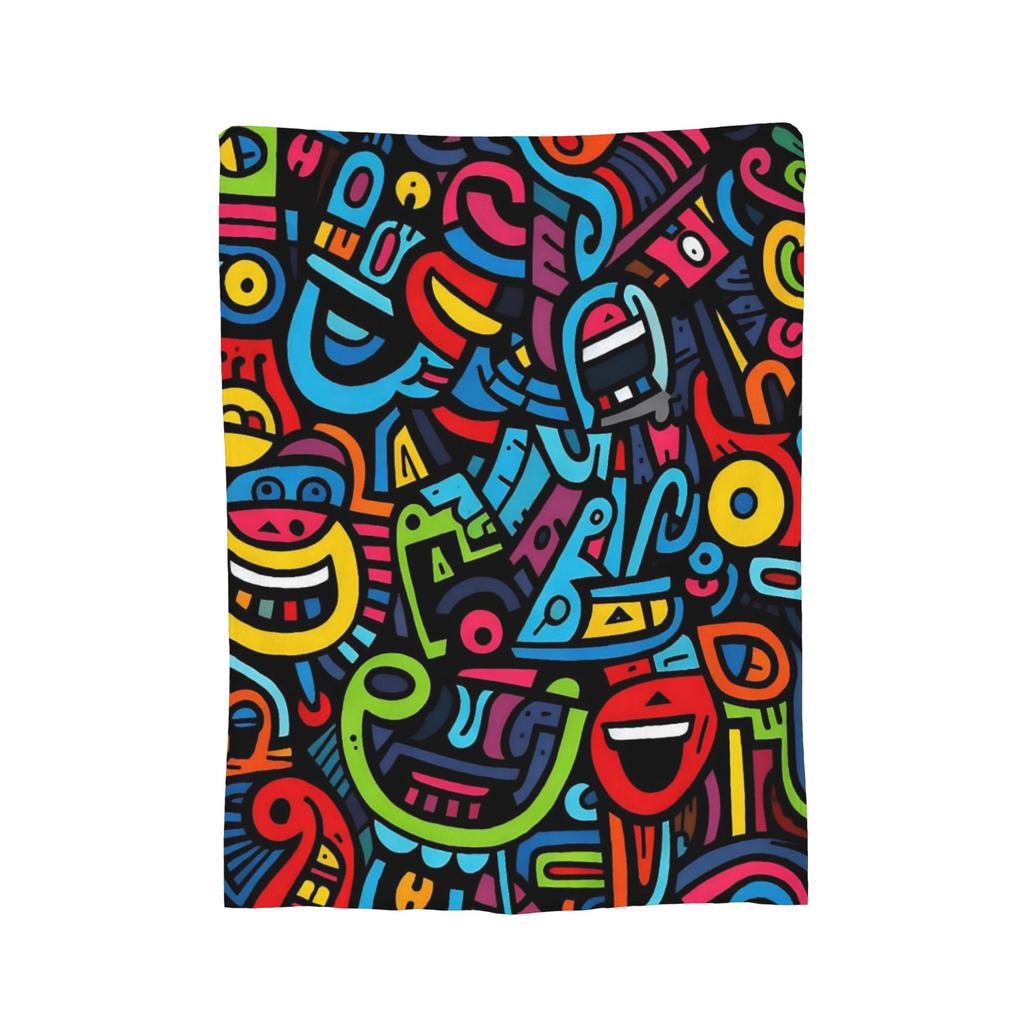 Traditional Ethnic Tribal Pattern Fleece Throw Blanket Kizomba Blankets for Home Travel Ultra-Soft Bedroom Quilt,