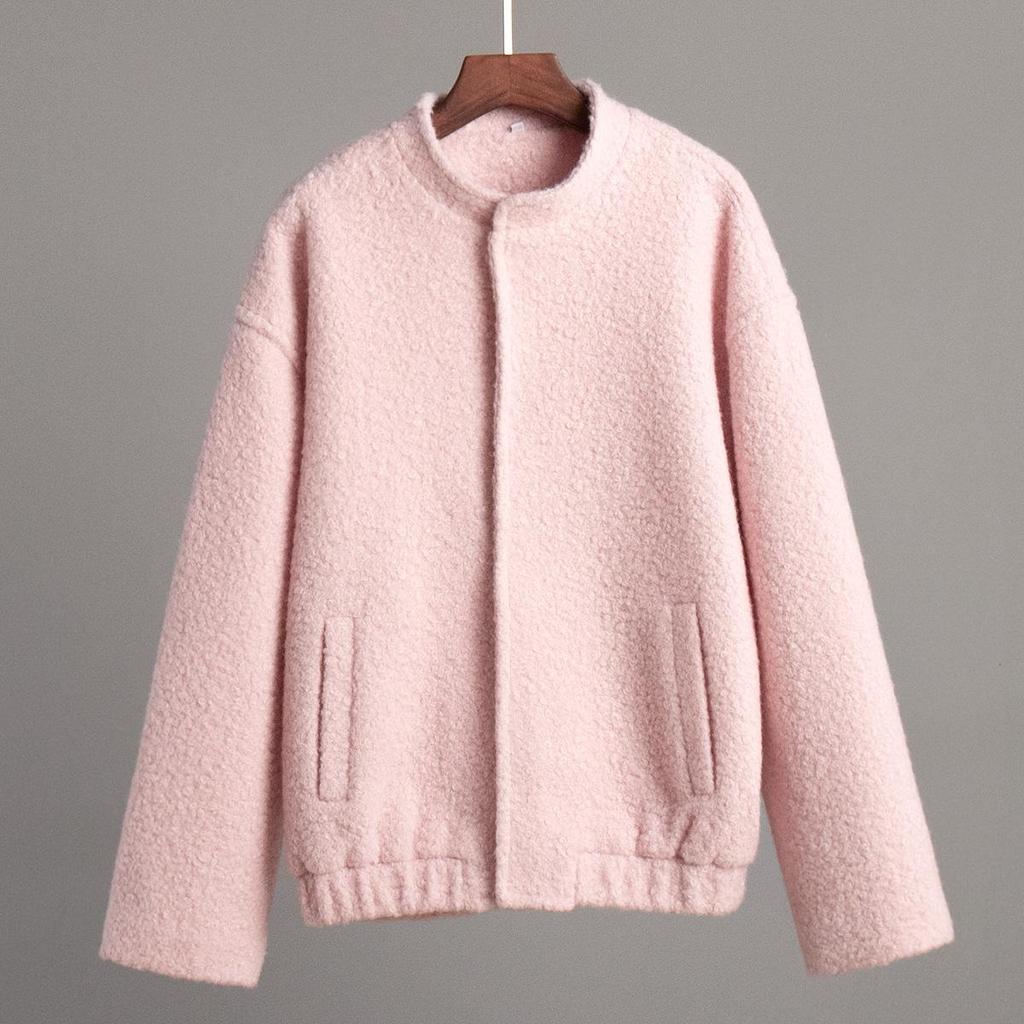 Women's Fall Winter Fleece Jacket Long Sleeve Casual Button Down Fuzzy Sherpa Cropped Coats Outerwear with Pockets Loose Bomber Jacket for Women