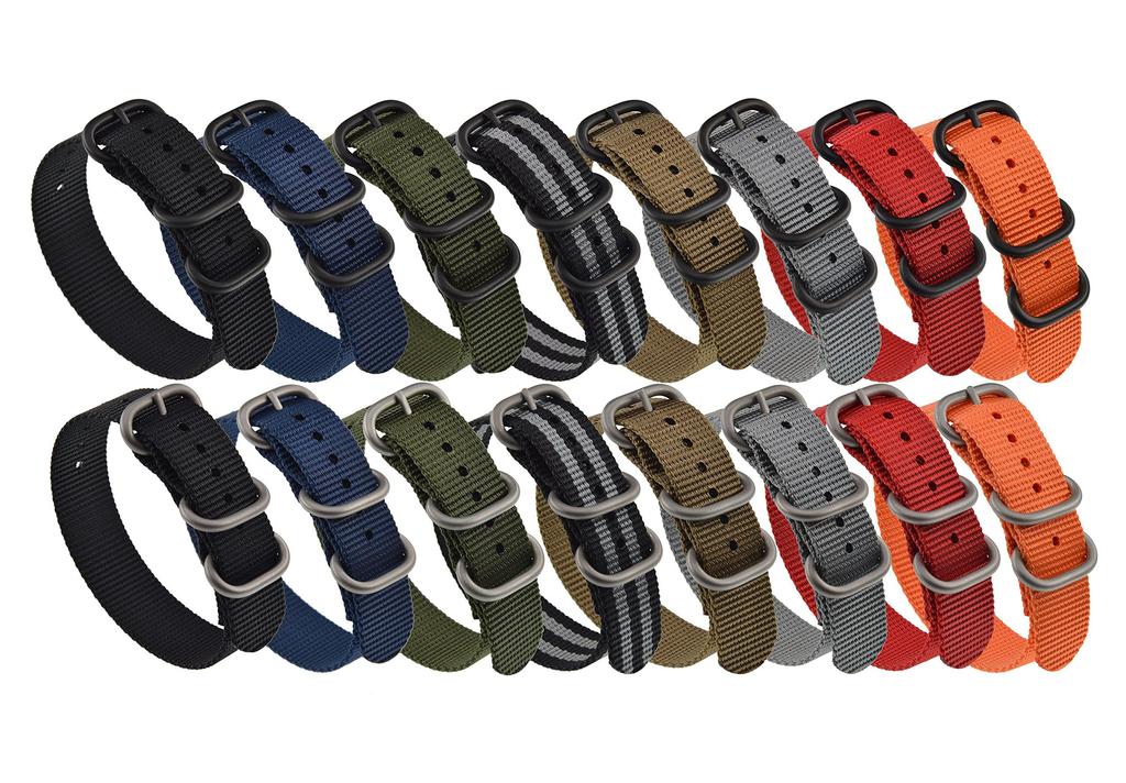 21mm Schwarzes Dickes Nylon Typ Uhrenarmband Ersatzband mit Mattierter Schnalle