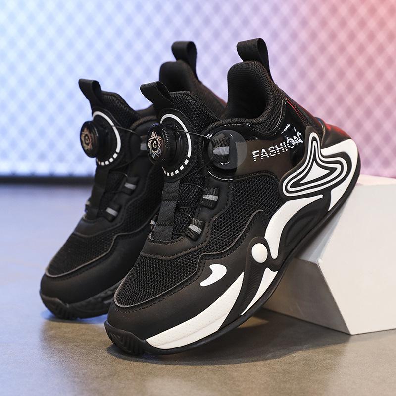 Children's sports shoes Double net breathable middle and older children's casual basketball shoes Boys and girls students competition training shoes 2