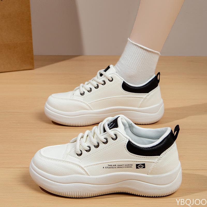 Fashion Vulcanized Women's Shoes  Spring New Style Leather Surface Comfortable Breathable Running Sports Single Sneakers