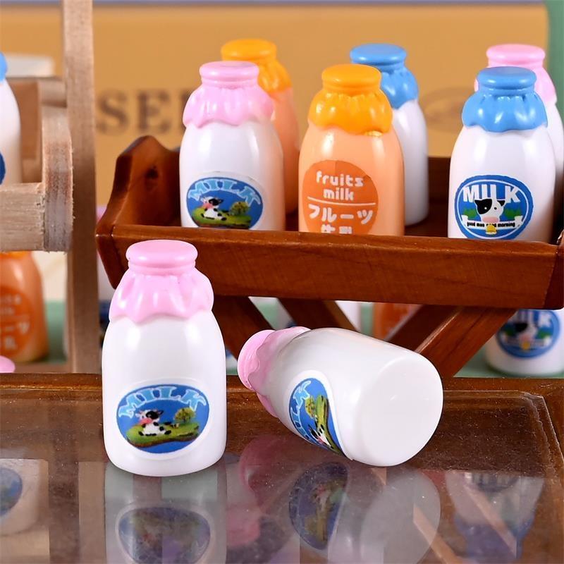 

10 PCS Dollhouse Japanese Milk Bottle Miniatures Model Convenience Store Accessories Of Doll House Kids Pretend Play Toys Gifts