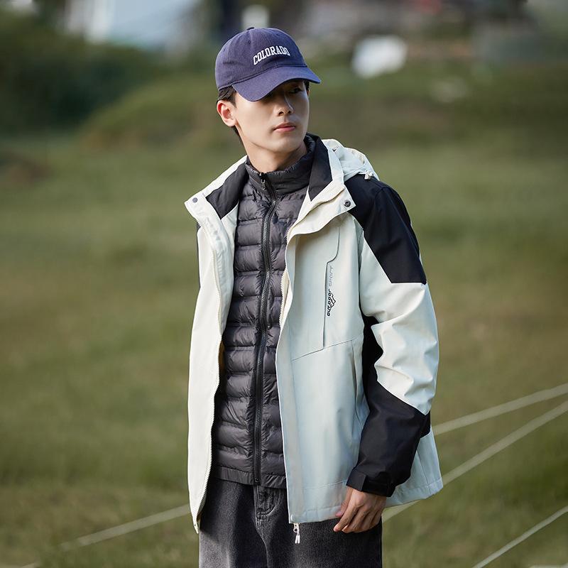 Mountain Couple Jacket Men's and Women's Three-in-one Removable Two-piece Set Custom Windproof and Waterproof Outdoor Trendy Jacket