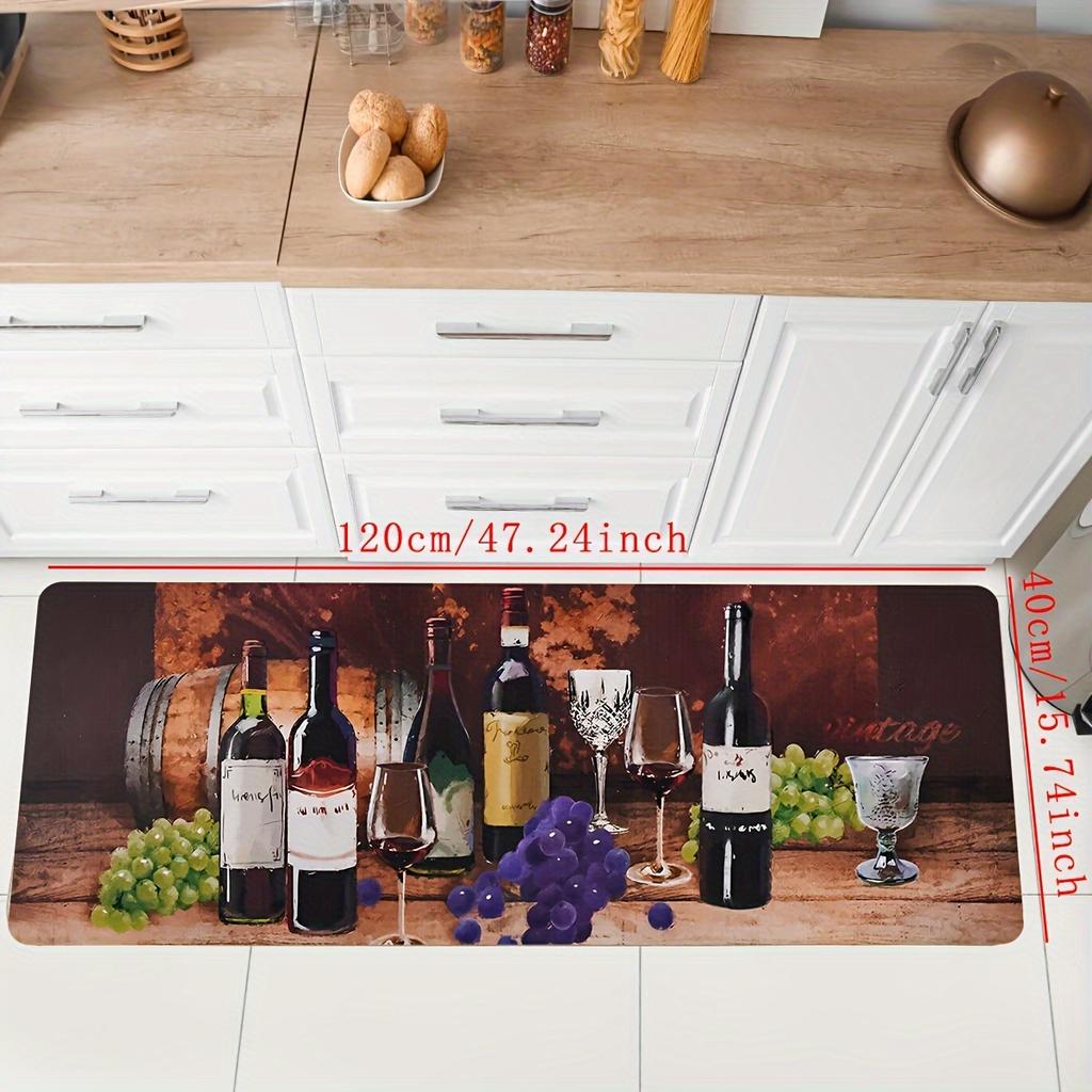 1pc Creative Wine Bottle Kitchen Mat Soft Thickened Kitchen Floor Mat Waterproof Non-slip Oil-proof Floor Mat Runner Rug