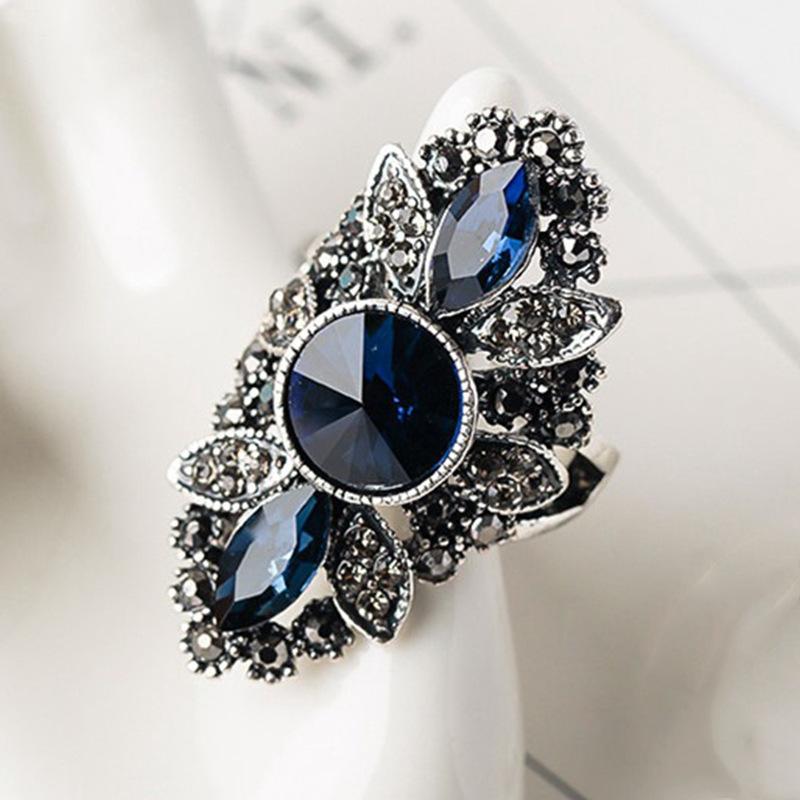 E-Commerce Electroplating Blue Zircon Ring Is A Popular Fashion Women'S Jewelry