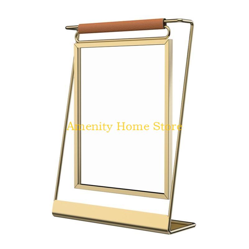 F26C 8   Металлическая фоторамка Двусторонний настольный стенд для меню Держатель для настольной таблички золотой