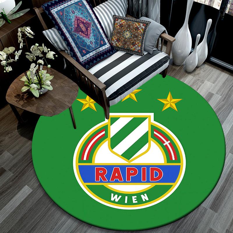 SK Rapid Wien Round Area Rug,Carpet Rug for Living Room Bedroom Sofa Playroom Decor,Non-slip Floor Mat