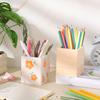 Wooden Pen Container DIY Painting Desktop Organizer Portable Makeup Brush Holder  Gift