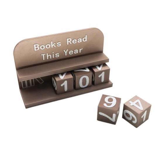 Yousheng 1 Set 3D Printed Reading Tracker Book Read This Year Counter with Number Blocks Reading Nook Decoration for Bookshelf Desk Reading Challenge