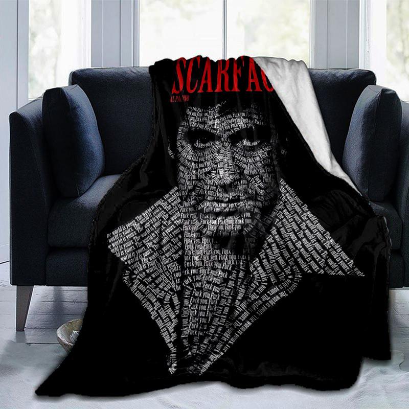 1pc Scarface-Inspired Home Decor: Cozy Blanket, Perfect Gift for Bedroom, Living Room, Travel, Camping, Car, Beach, Office Naps, Ideal Sofa Throw, Out