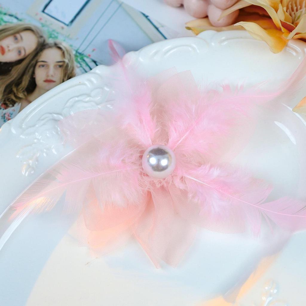 Forest Style Organza Feather Flower Embellishments for DIY Hair Clips & Brooches