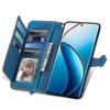 Emed Blume Reißverschluss Leder Handyhülle für Realme 12 Pro - Stilvolle Schutzhülle SZRH in Blau