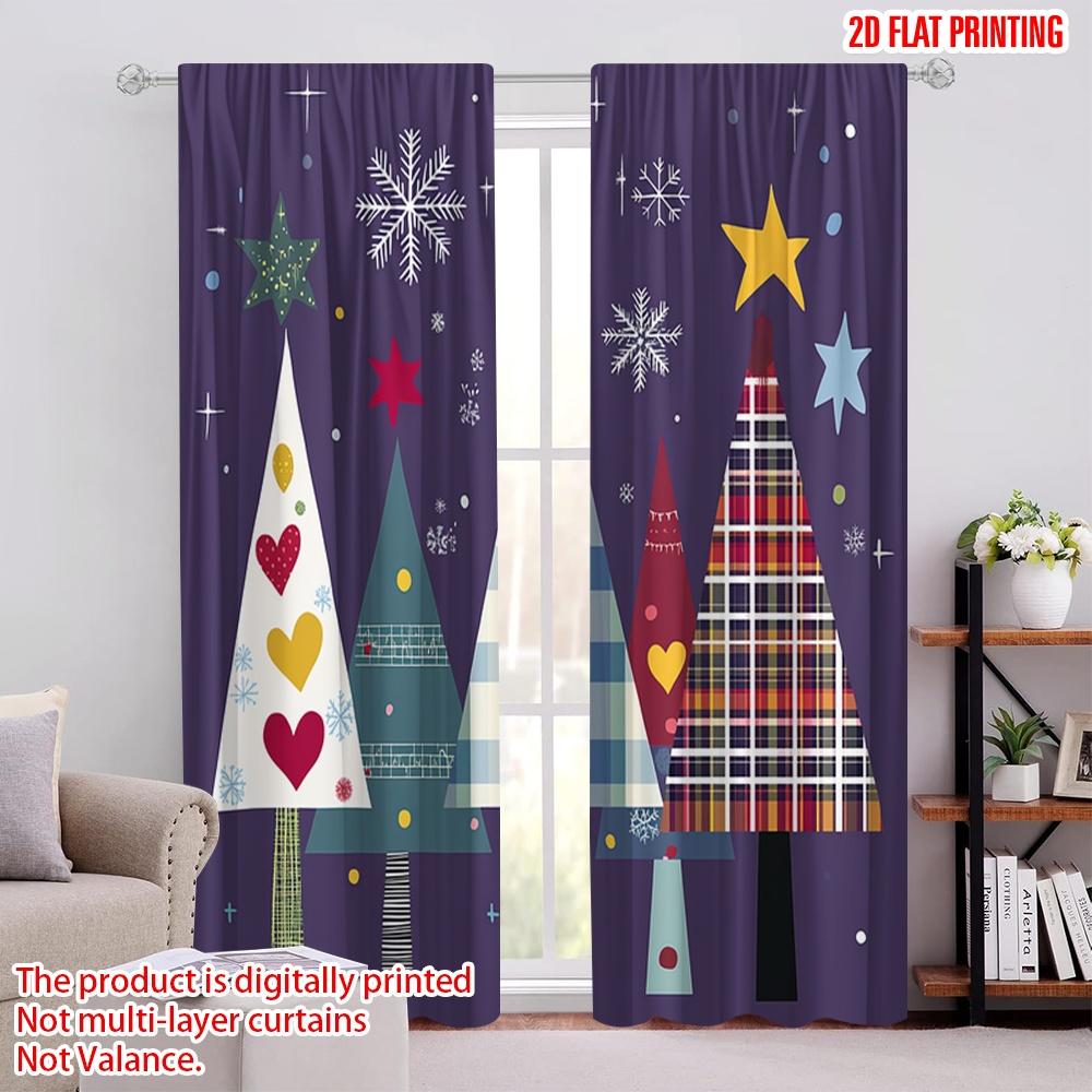 

2pcs,2D plane printing Popular Curtains Christmas Trees Winter Holiday (2) Polyester Fabric (without rod) Festive Perfect for 52.50 × 116.00 cm 2 pcs