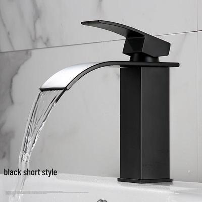 TLXT Elegant Black Waterfall Basin Faucet