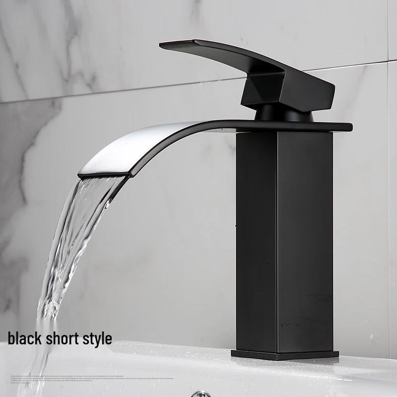 

TLXT Elegant Black Waterfall Basin Faucet
