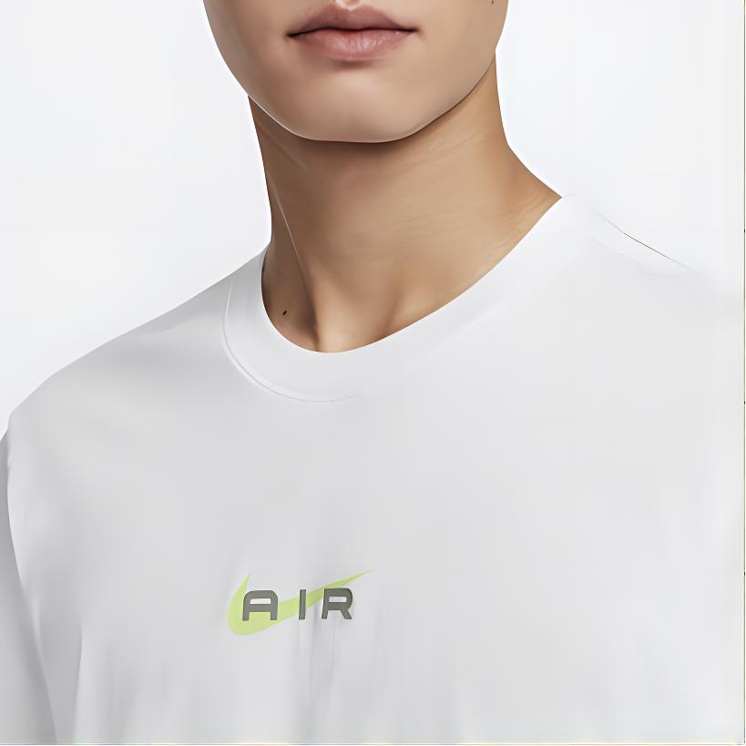 Nike Odzież sportowa Air Casual Miękka Wygodna Koszulka z Krótkim Rękawem Męska Bluzki Góra-Szczyt-Biała FQ3791-121