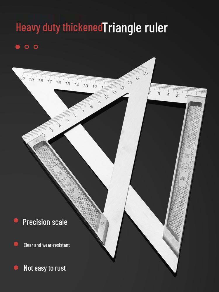 High Precision Stainless Steel & Aluminum Alloy 45° Woodworking Set Square Ruler with Thickened Design