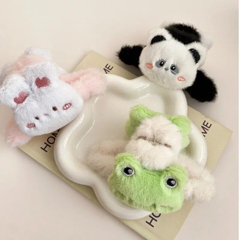 2024 Neue Elegante Cartoon Plüsch Haarspange für Frauen Vintage Haarspangen Kinder Haaraccessoires Süße Party Kopfbedeckung Geschenk