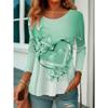 Autumn and Winter Ladies 3D Printed V-Neck Long Sleeve T-Shirt Fashion Versatile Trend Breathable Casual
