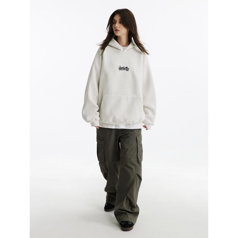 Men's Trendy American-Style Heavyweight Hooded Sweatshirt, High Street Letter Print, Loose Unisex Hoodie