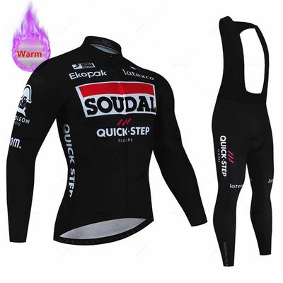 Soudal Quick Step 2026 Maillot d'Hiver pour Vélo Polaire Thermique Vêtements de Vélo VTT Bicicleta Ensemble Ropa Ciclismo Triathlon Combinaison Vélo