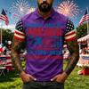 Men's Casual Short Sleeve Polo Shirt with Graphic Print and American Flag Pattern Sleeves Button Down Collar Athletic Fit