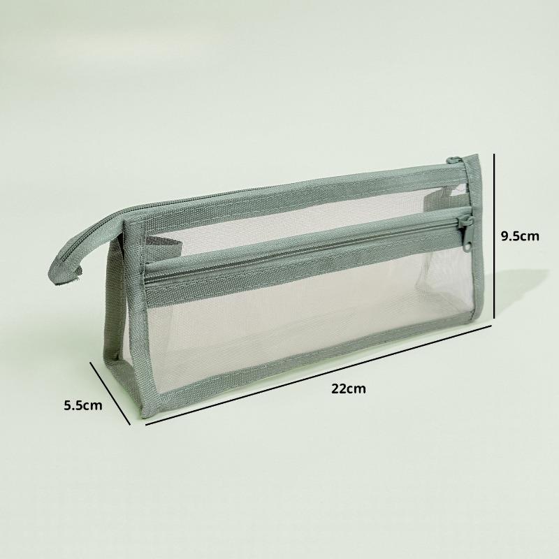 Transparent Mesh Double-layer Three-dimensional Large-capacity Stationery Box, Student Exam Stationery Bag, Children's Pencil Case